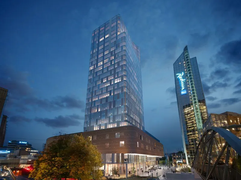 Kontorbygget Over Spektrum får 26 etasjer, en høyde på 108,5 meter og er det første høyhuset i Oslo på 35 år. (Illustrasjon: LPO Arkitekter)