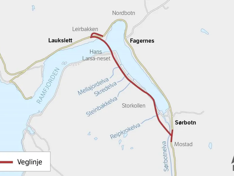 Ny E8 forbi Ramfjord er planlagt bygd på vestsiden av Ramfjorden. Foto: Statens vegvesen