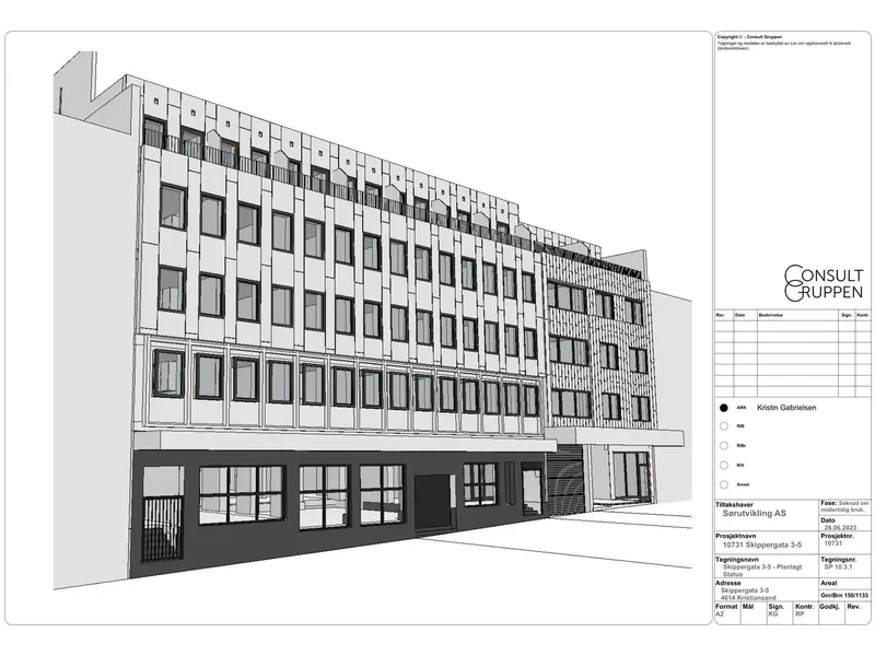 Fasade fra byggesøknad