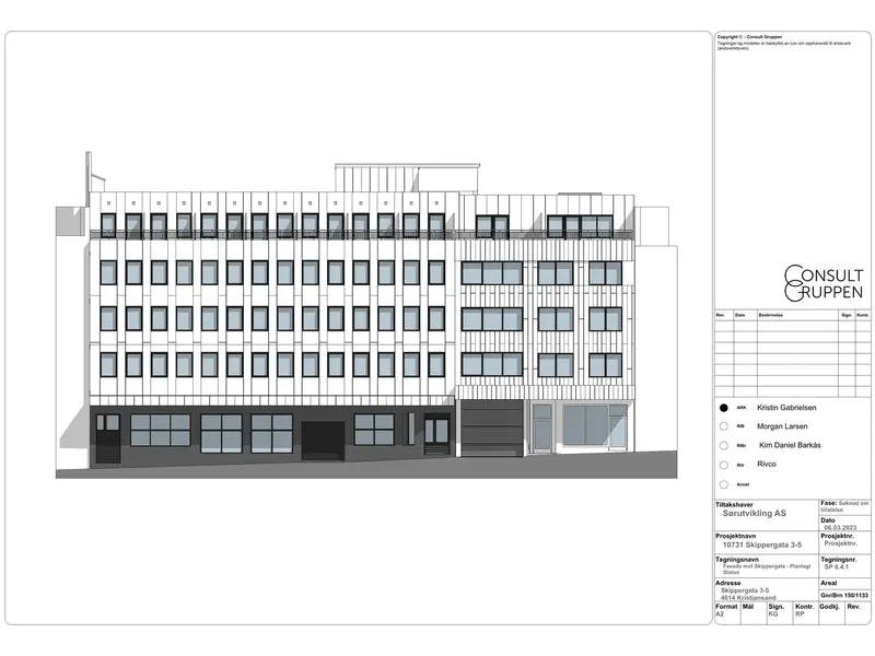 Fasade fra byggesøknad