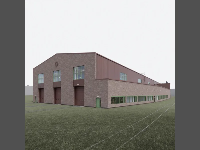 Fløy O på Jernbaneverkstedet på Grorud i Oslo. Illustrasjon: Momentum Arkitekter.