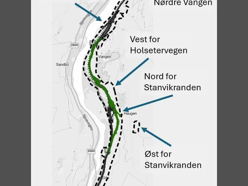 Figur 1 Oversiktskart over stedene det varsles utvidelse av varslingsområdet - Klikk for stort bilde