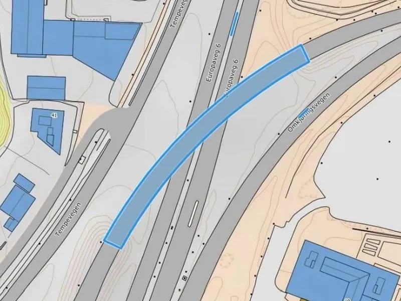 Detaljkart E6 Sluppen Viadukt i Trondheim