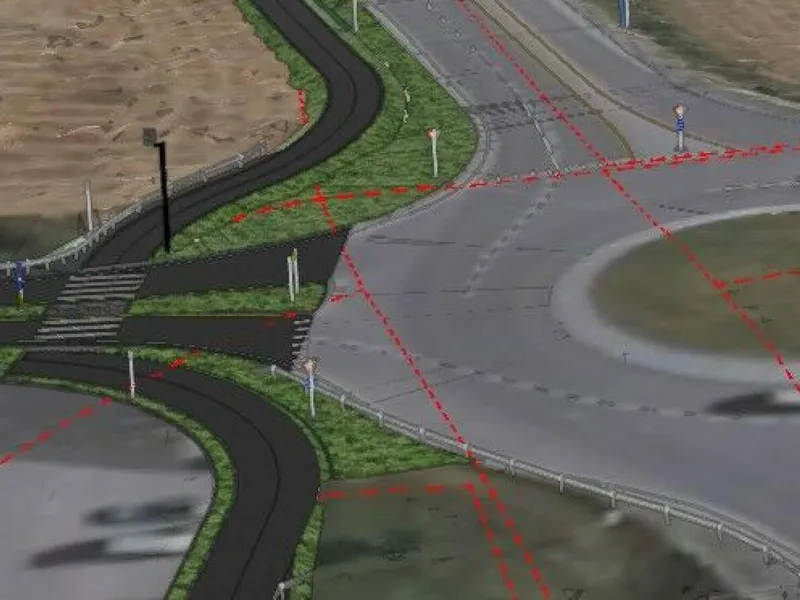 Totalt skal det bygges seks kilometer gang- og sykkelvei mellom Stjørdal og Hegramo. Modell/illustrasjon: Statens vegvesen..