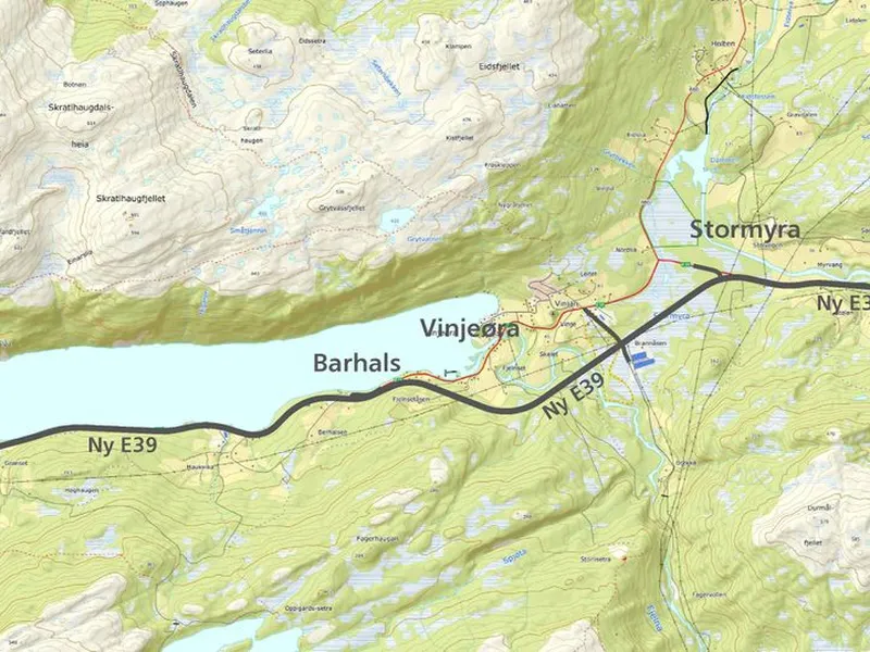 Statens vegvesen skal byggja 10,6 kilometer ny to‐felts E39 mellom Stormyra og Staurset i Heim kommune i Trøndelag.