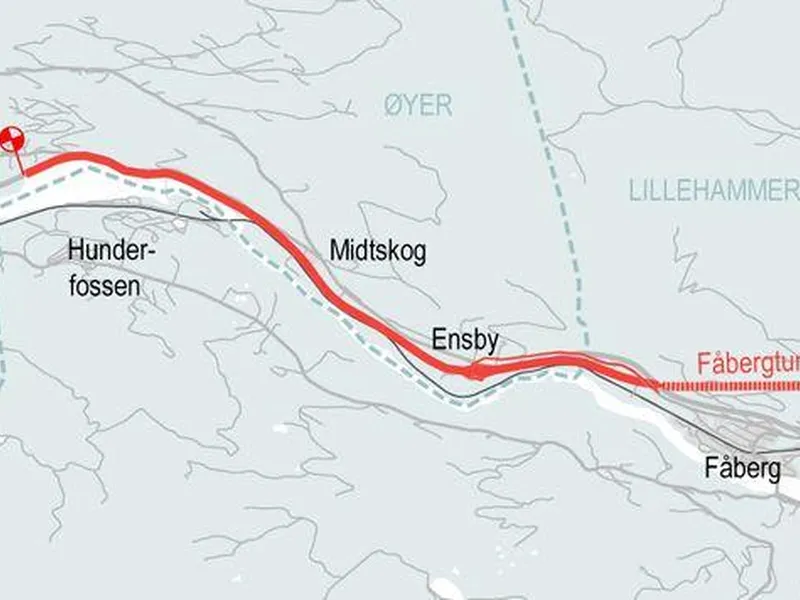 Strekningskart for E6 Storhove - Øyer