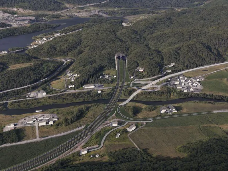 Planlagt E18 ved Lunde, sett fra sør.