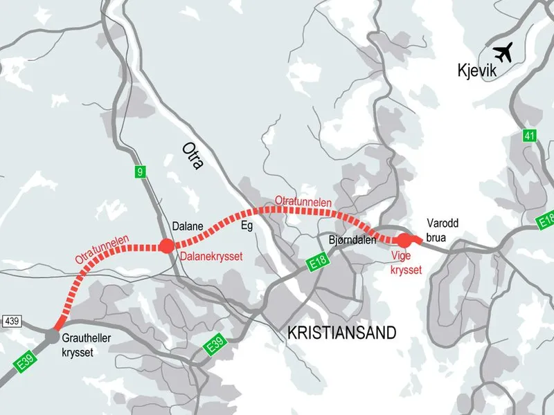 Kartillustrasjon E18 Ytre ringvei