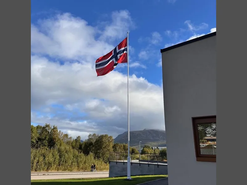 Flagg som vaier i vinden - Klikk for stort bilde