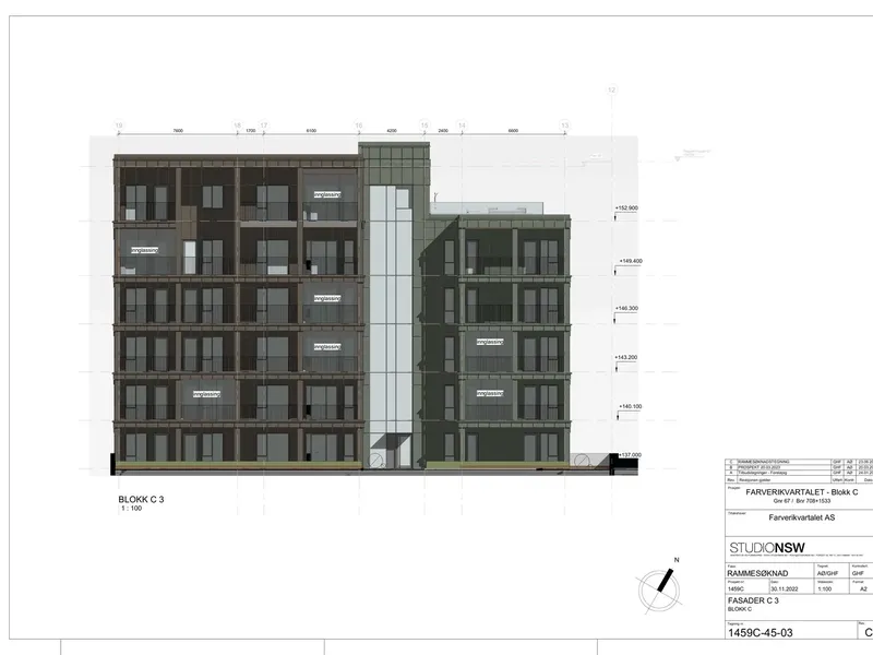 Fasade fra byggesøknad