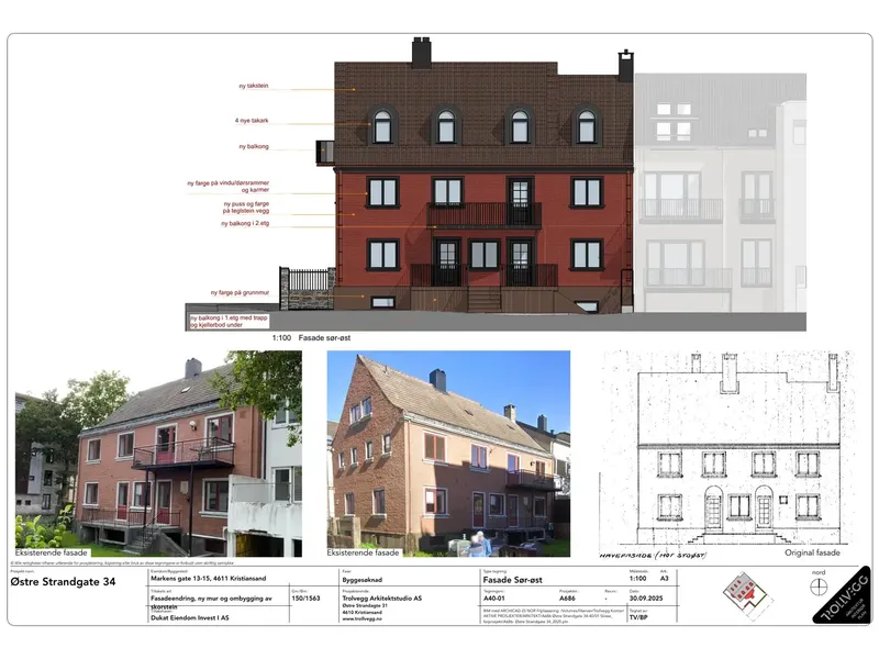 Fasade fra byggesøknad