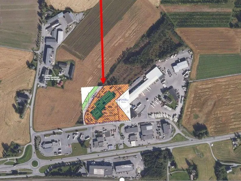 Flyfotoet viser hvor den nye avdelingen på Gråmyra blir plassert.