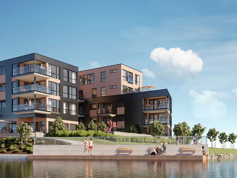 Fjordbyen Brygge sett fra vannet