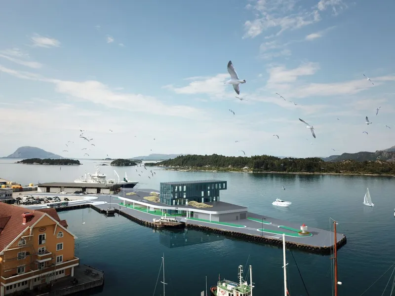 Den nye kollektivterminalen i Florø. Illustrasjon: SALT Arkitekter AS