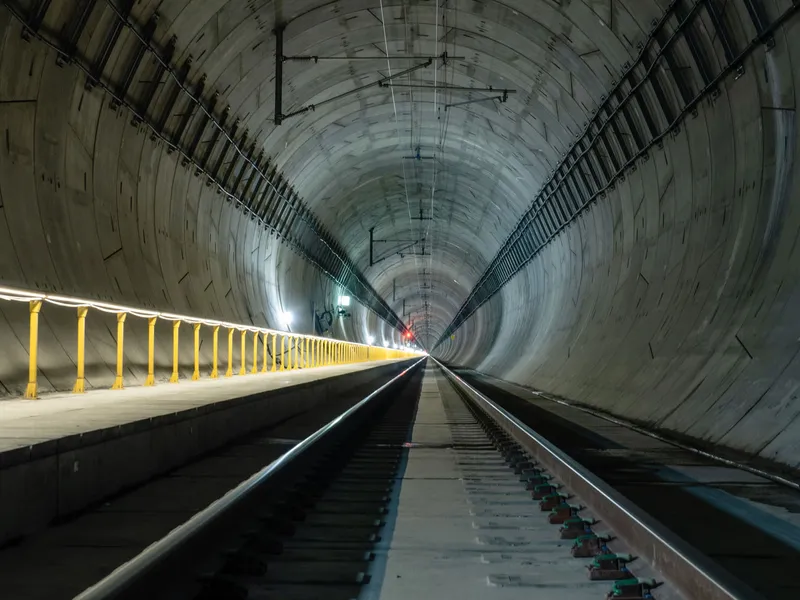 Bilde fra innsiden av Follobanens tunnel