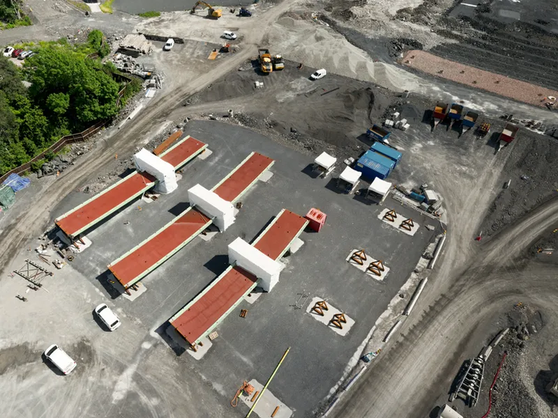 Dronebilde av broelementer