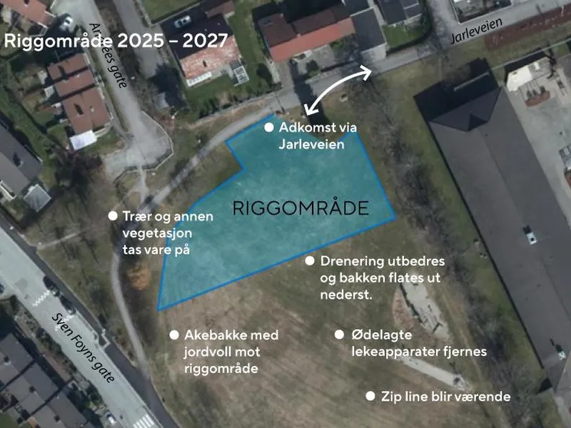 Oversikt over riggoområdet og hva som skal skje der.