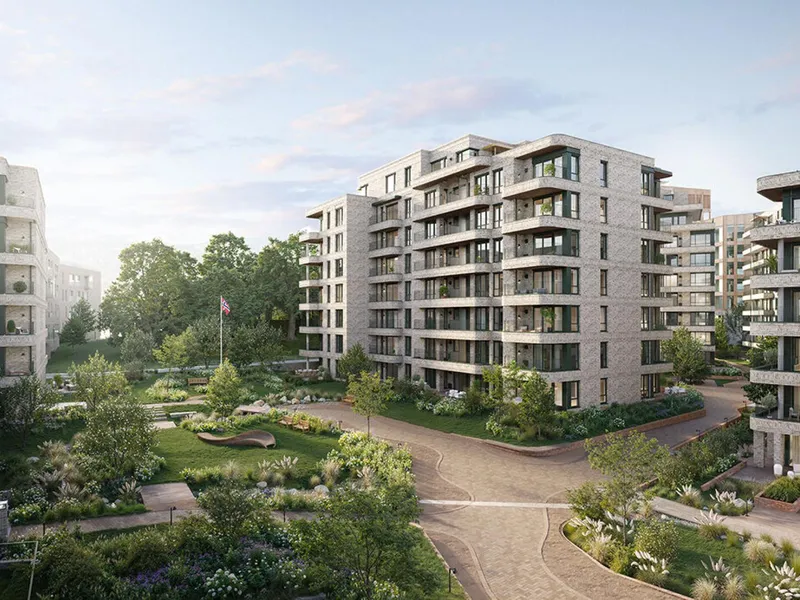 Slik kan det nye boligprosjektet Frøen Hage ved Diakonhjemmet i Oslo bli. Illustrasjon: Make Arkitekter/Glor.