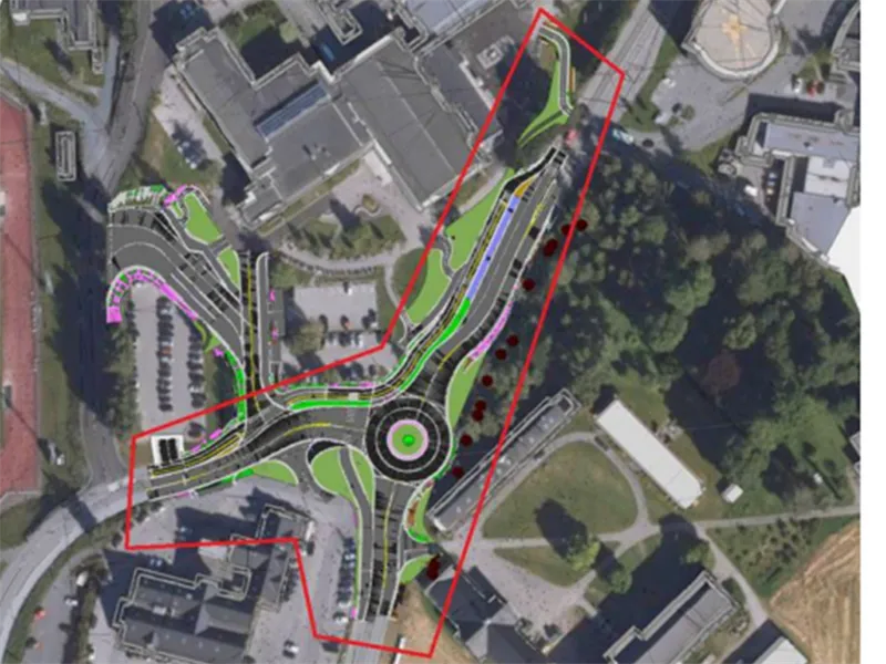 Illustrasjon viser området innenfor rød avmerking som er med i denne entreprisen.png