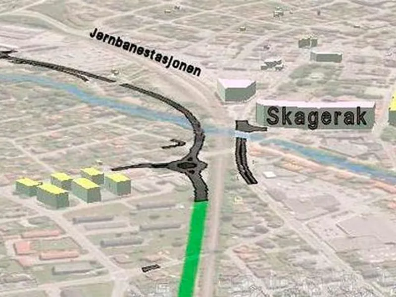 Slik skal det nye Lilleelvkrysset i Porsgrunn bli. Ill. Telemark fylkeskommune