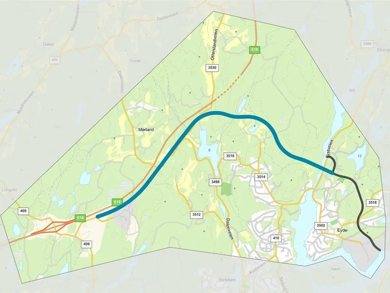 Illustrasjonsbilde av veglinjen for fv. 475 mellom Heftingsdalen og Neskilen - Klikk for stort bilde