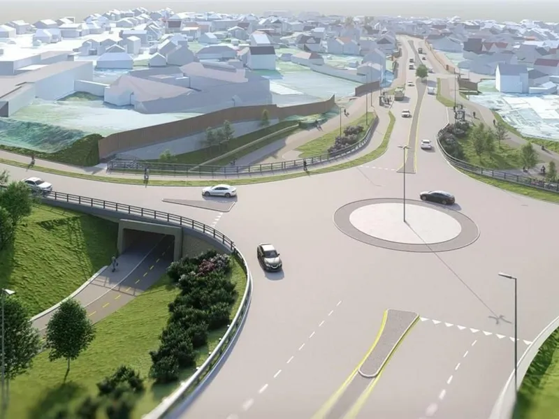 Oalsgata er hovedrute for sykkel mellom Sandnes sentrum og Stangeland. Strekningen blir en viktig kobling mellom Sykkelstamvegen langs E39 og Sandnes sentrum. Illustrasjon: Rogaland fylkeskommune.