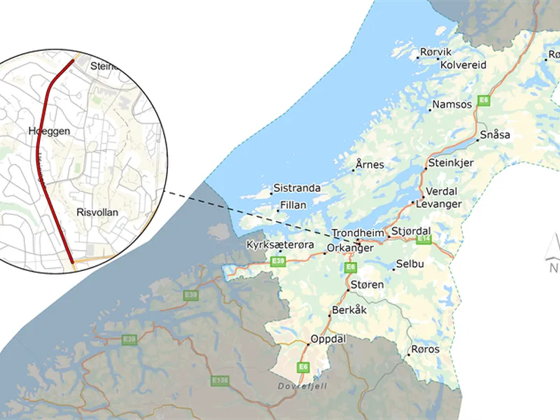Utleirvegen Vest, Steindalsvegen-Blaklivegen, støytiltak.png