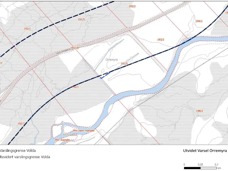 Kart over utvida område - Klikk for stort bilete