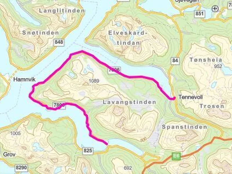Tennevoll - Årstein kart