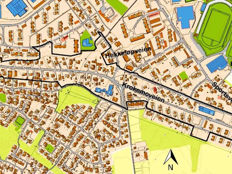 Et kart som viser reguleringsområdet for prosjektet.
