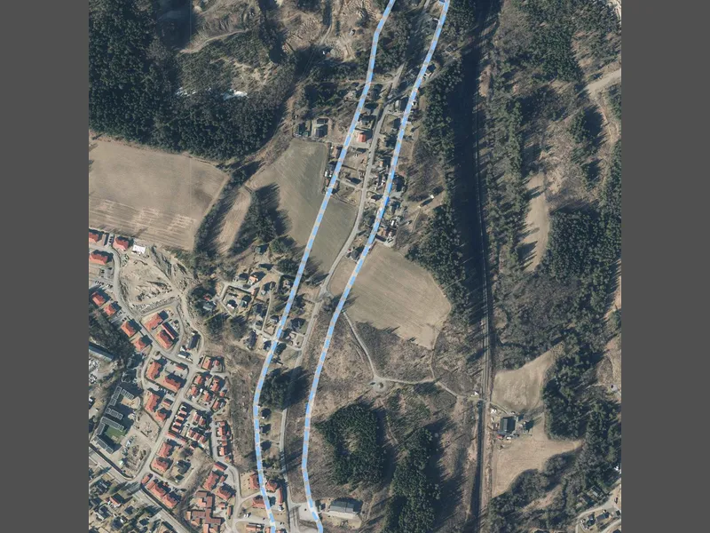 Satelittfoto som viser planområdets avgrensning - Klikk for stort bilde