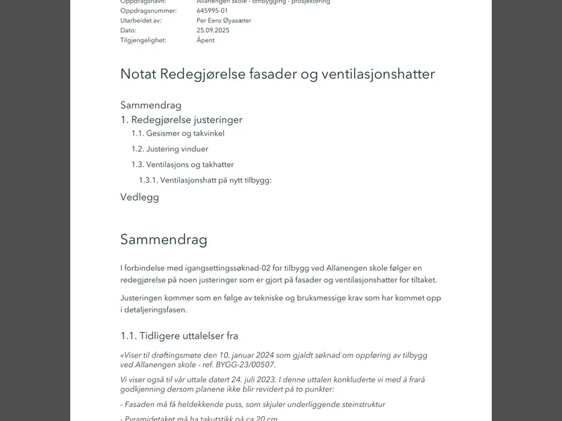 Fasade fra byggesøknad