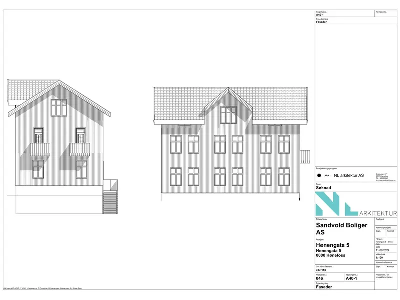 Fasade fra byggesøknad