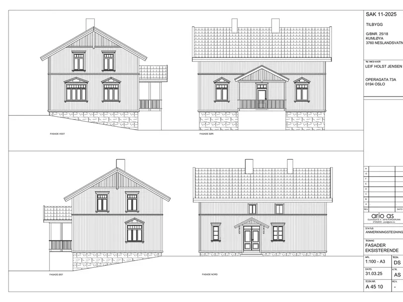 Fasade fra byggesøknad