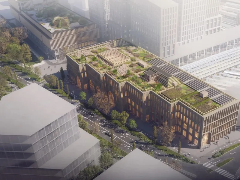 Stasjonsbygg fra nordvest. Illustrasjon: Reiulf Ramstad Arkitekter