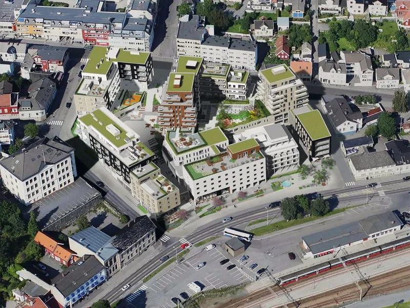 Grandkvartalet, Larvik. Illustrasjon: Dark Arkitekter.