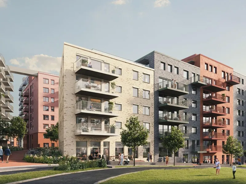 Det siste byggetrinnet i boligprosjektet Grønvollkvartalet på Helsfyr har 172 leiligheter. Illustrasjon: Enerhaugen Arkitektkontor.