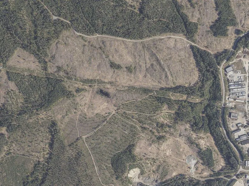 Bildet er et dronefoto som viser det aktuelle området.