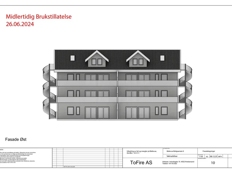 Fasade fra byggesøknad