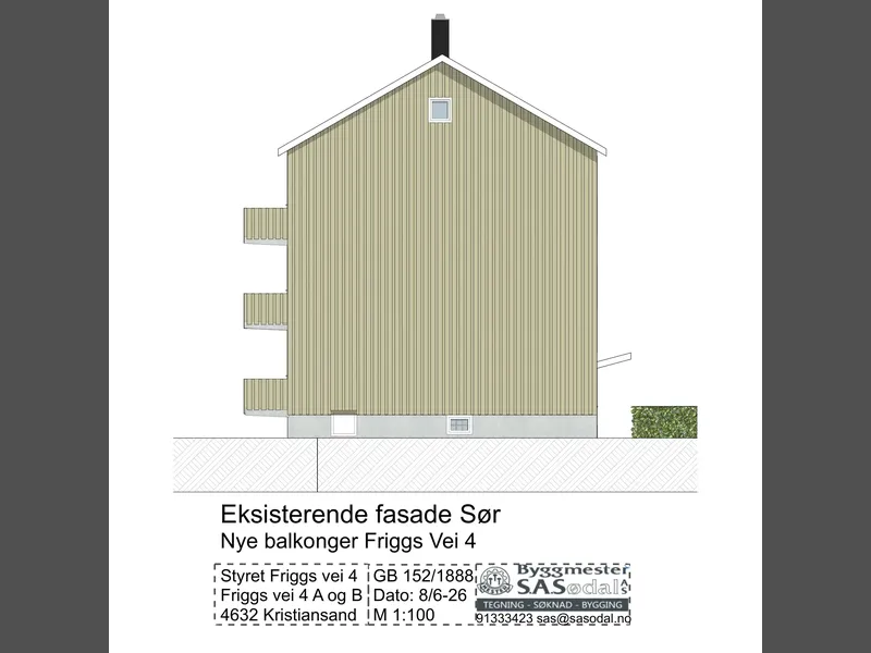Fasade fra byggesøknad