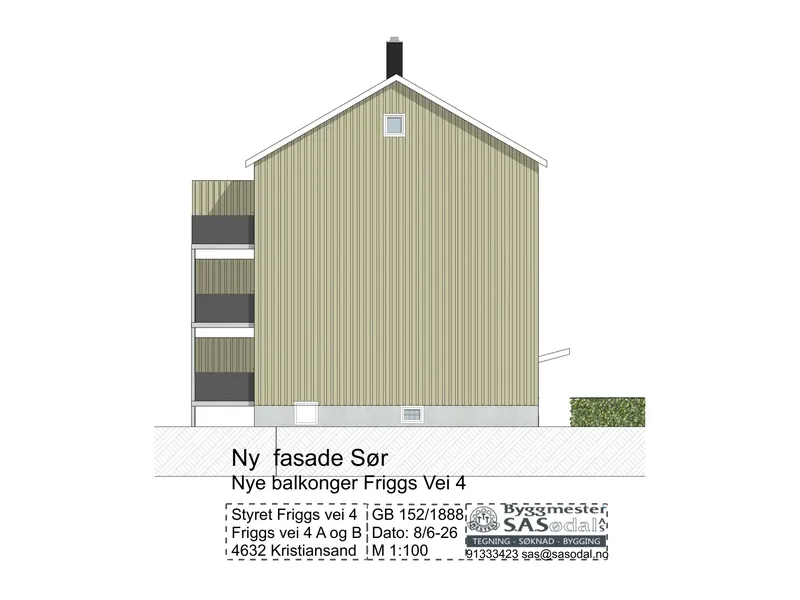 Fasade fra byggesøknad