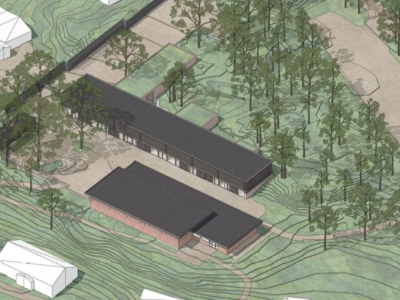 Planlagte Håndverkets hus ved Follo museum. Illustrasjon: Kampen Arkitektlag..