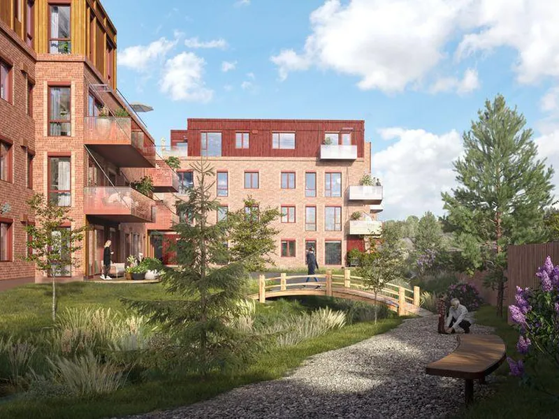 Thon melder om byggestart for boligprosjektet Heggedal Hage. Illustrasjon: Thon Eiendom