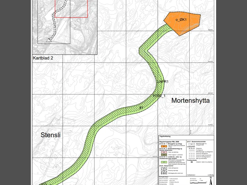 Kartutsnitt - Illustrasjon 2 - Kunngjøring av vedtak – Hovedvannforsyning Liabråten - Stensli – Detaljregulering