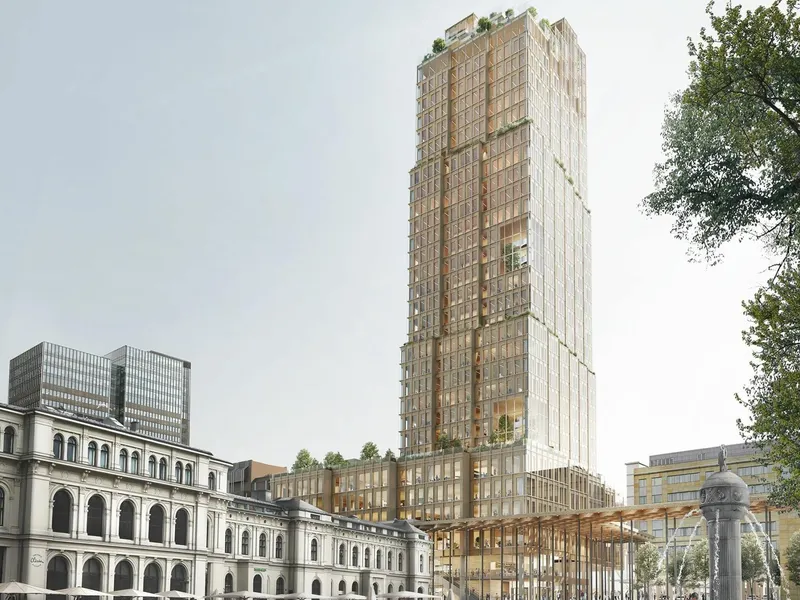 Nordisk lys sett fra Christian Frederiks plass. Illustrasjon: Reiulf Ramstad Arkitekter/CFM.