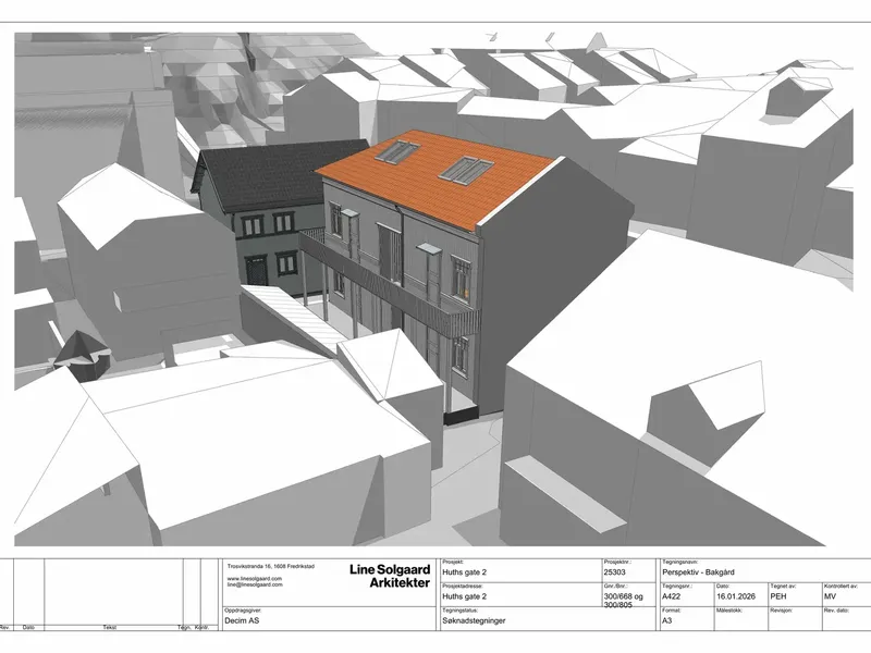 Perspektiv fra byggesøknad