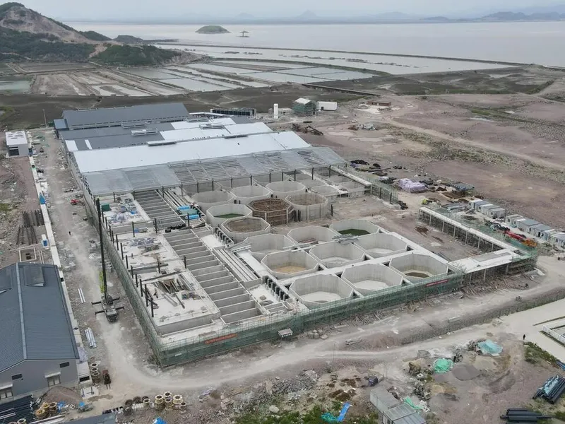 Construction of phase 1 for 4,000 tons live salmon per year (2 May 2023). Photo: NOAP.