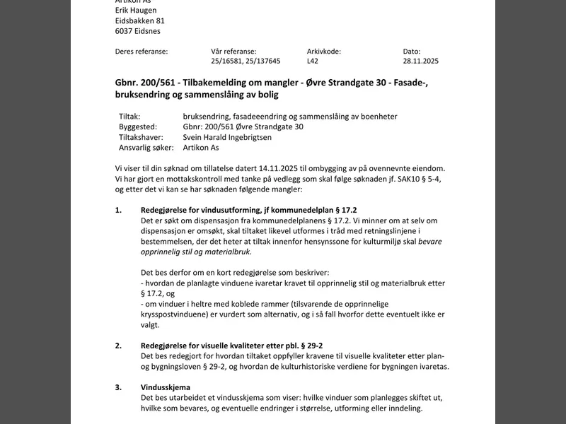 Fasade fra byggesøknad