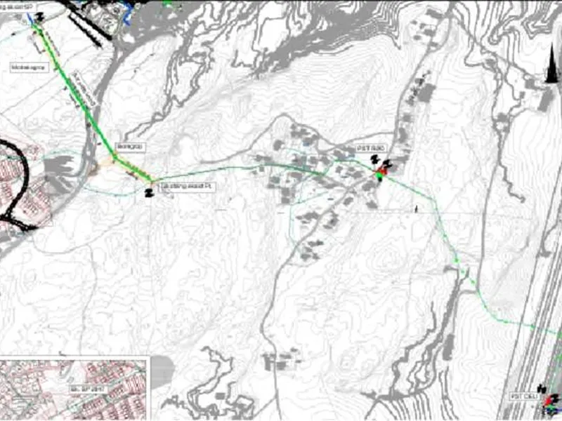 Oversiktsplan oppgradering av pumpestasjoner på Rød og Deli og ny spillvannsledning gjennom Risilskogen