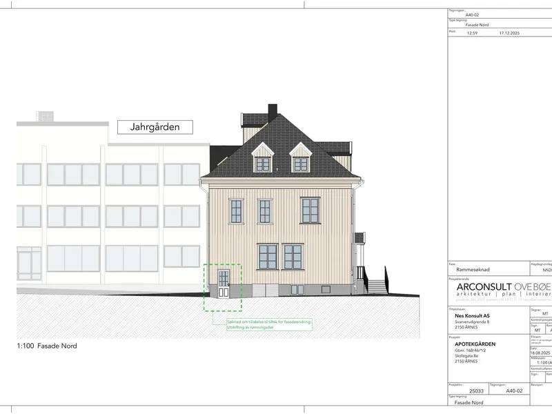 Fasade fra byggesøknad